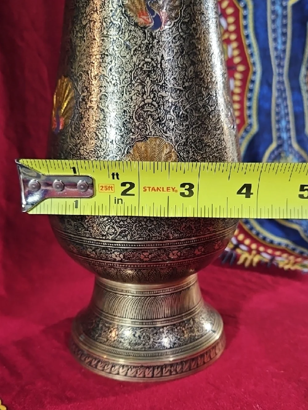 Vintage Brass Peacock Vase Made in India 12